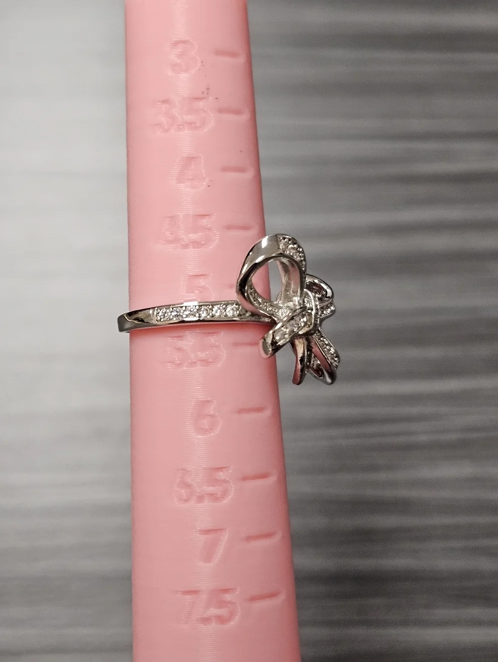 NEW Crystalled Bow Silver-Tone Ring Multiple Sizes Available